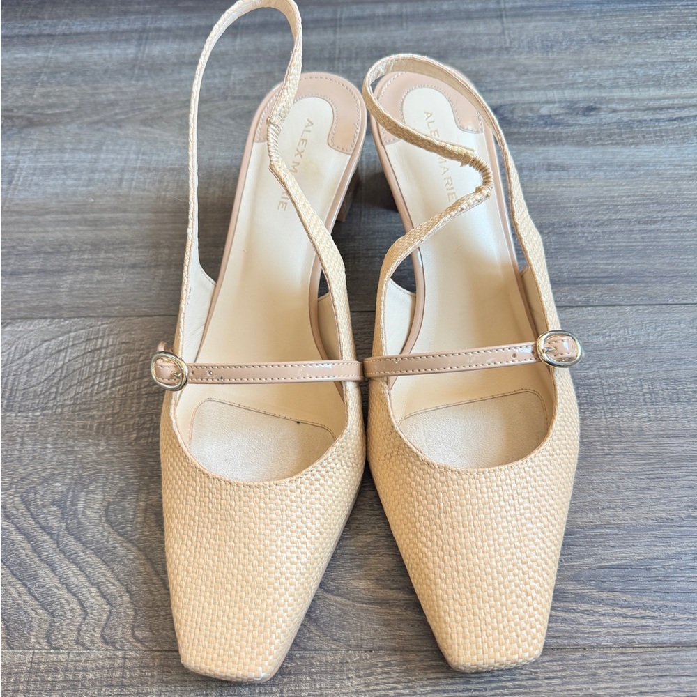 Alex Marie Beige Textured Slingback Heels